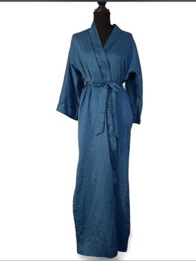 Dior Blue Satin Long Kimono Robe